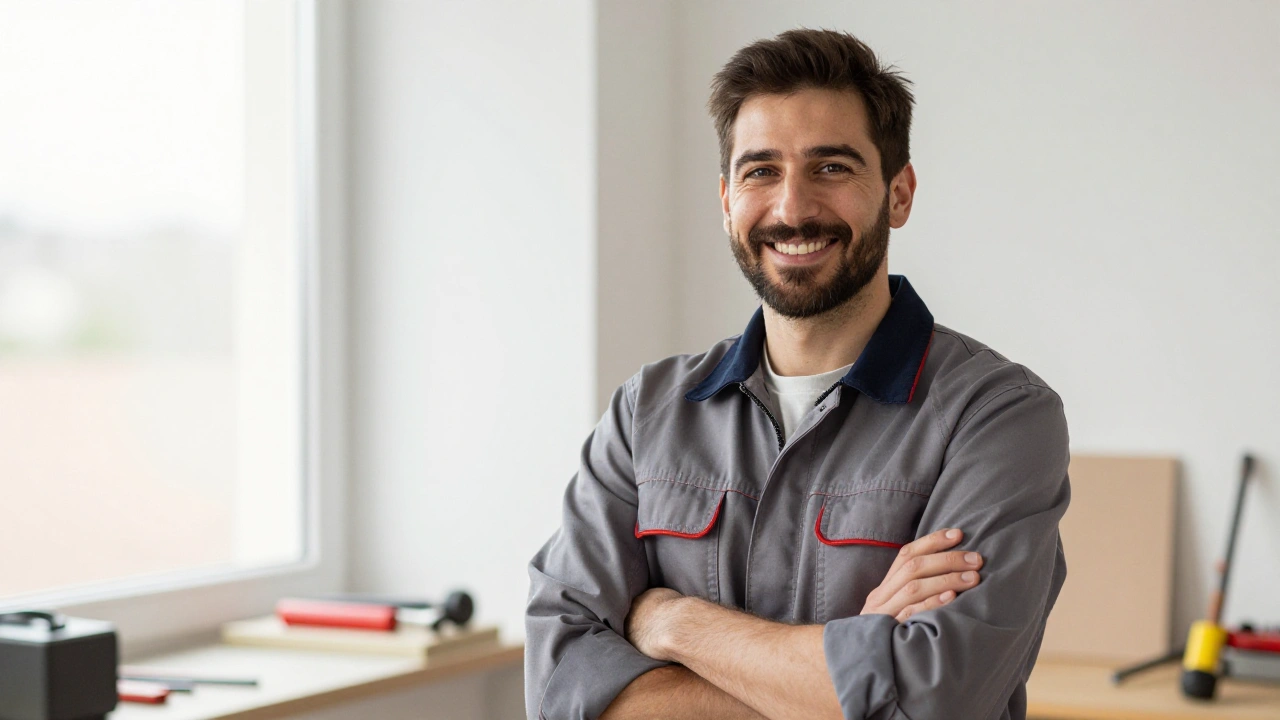 Portrait d'un plombier dans son atelier